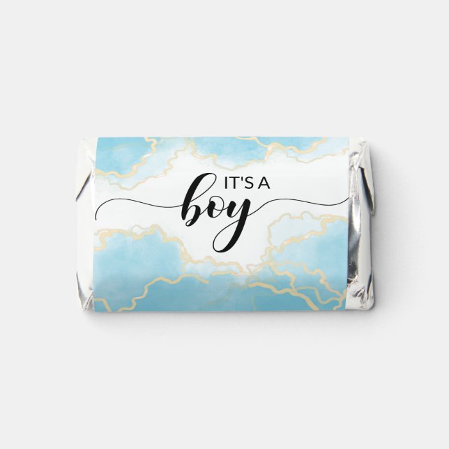 It's a boy baby shower candy chocolate wrappers hershey's miniatures (Front)