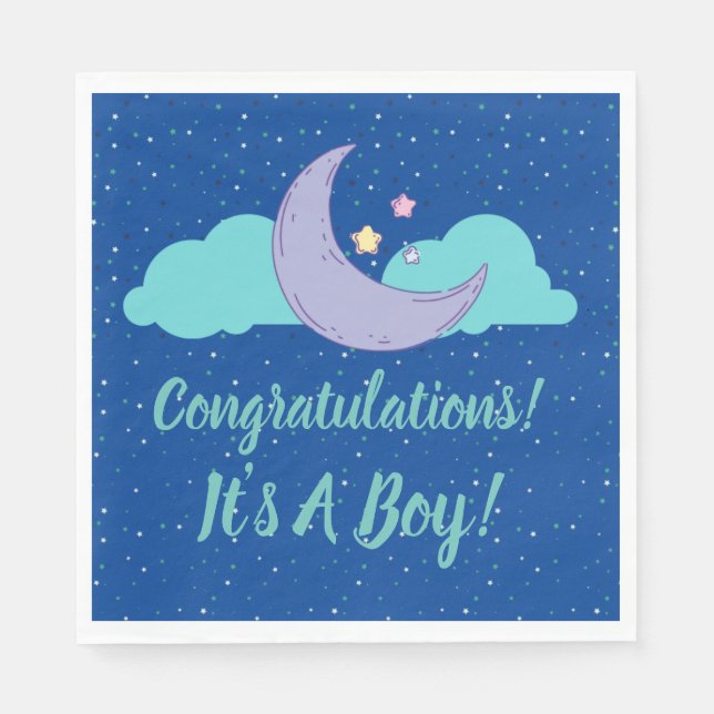 It's A Boy! Baby Shower Congratulations Napkins (Front)