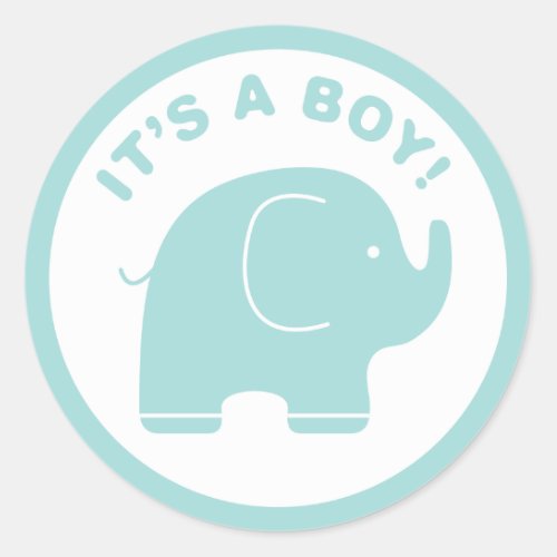 Its a Boy Baby Shower Cute Blue Elephant Sticker