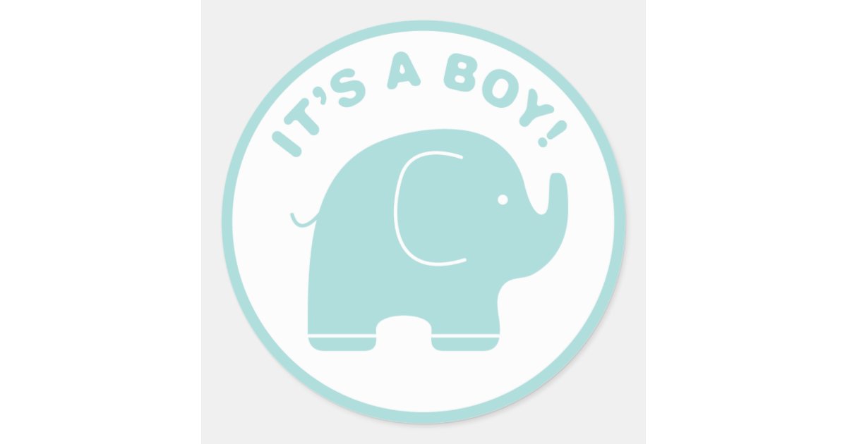 It S A Boy Baby Shower Cute Blue Elephant Sticker