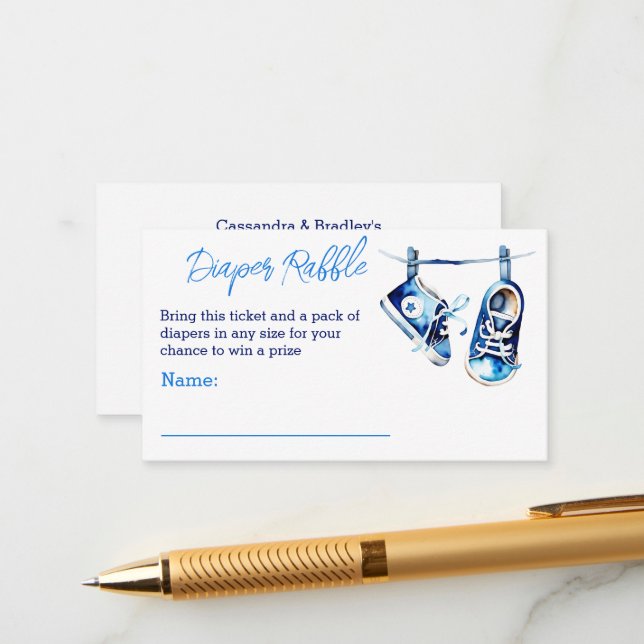 It's a boy baby shower diaper raffle enclosure card (Front/Back In Situ)