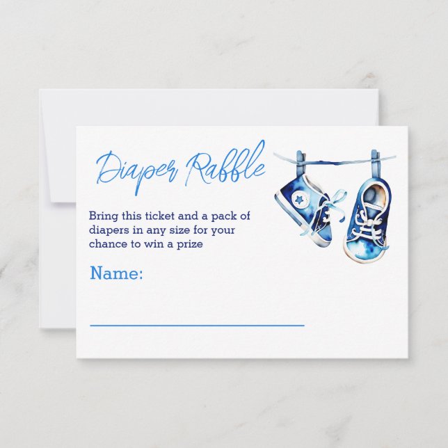 It's a boy baby shower diaper raffle ticket invitation (Front)