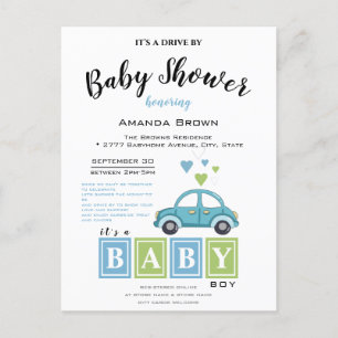 It's a Boy, Baby Shower Drive By Invitation Postcard