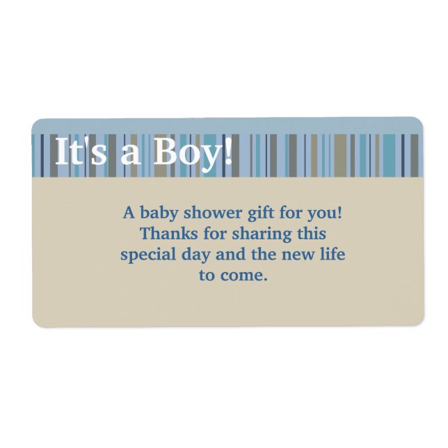 It's a Boy, Baby Shower Favor Labels (Front)