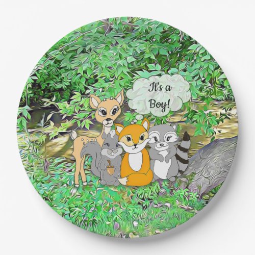 Its a Boy Baby Shower Forest Animals Themed Paper Plates