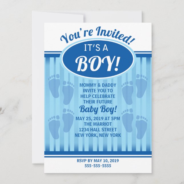 It's A Boy! Baby Shower Invitation (Front)