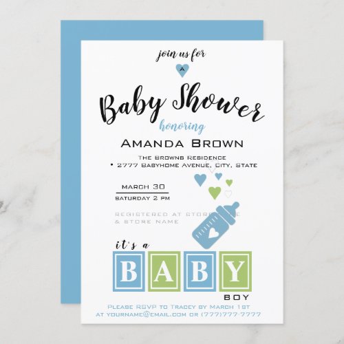Its a Boy Baby Shower Invitation