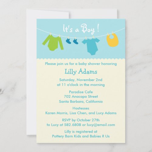 It's A Boy Baby Shower Invitation