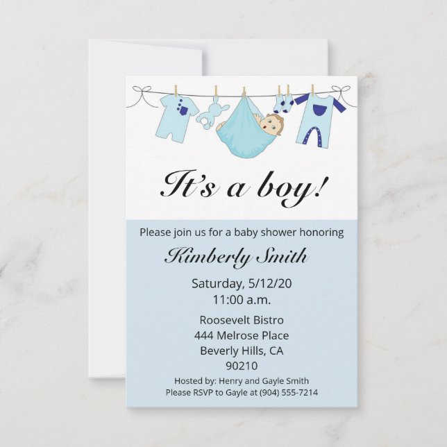 It's a boy baby shower invitation (Front)
