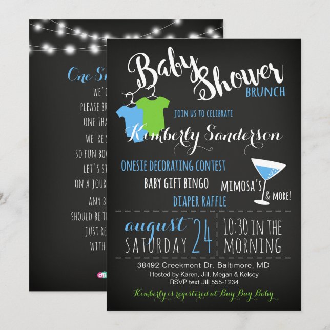 It's a Boy Baby Shower Invitation Brunch Book Card (Front/Back)