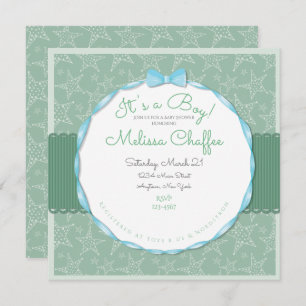 Its a Boy Baby Shower Invitation- Seafoam Green Invitation