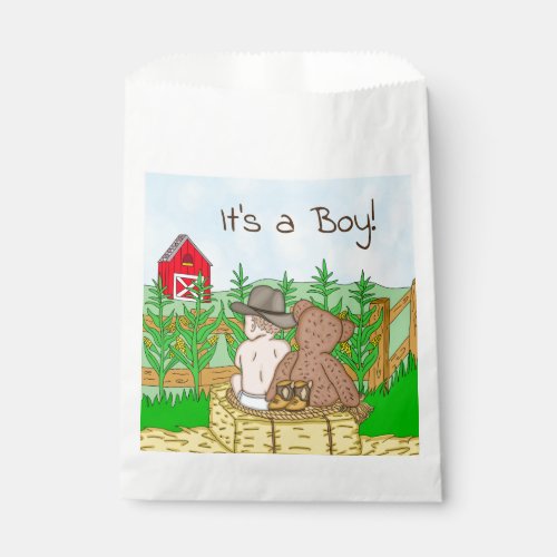 Its a Boy  Baby Shower  Lil Cowboy Teddy Bear   Favor Bag