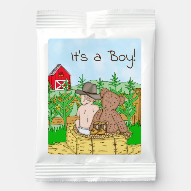 It's a Boy | Baby Shower | Lil Cowboy Teddy Bear  Lemonade Drink Mix (Front)