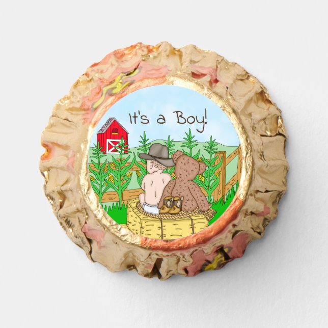 It's a Boy | Baby Shower | Lil Cowboy Teddy Bear   Reese's Peanut Butter Cups (Front)