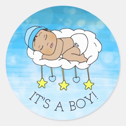 Its a Boy Baby Shower or Birth Announcement Classic Round Sticker