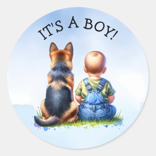 Its a Boy  Baby Shower or Birthday Announcement Classic Round Sticker