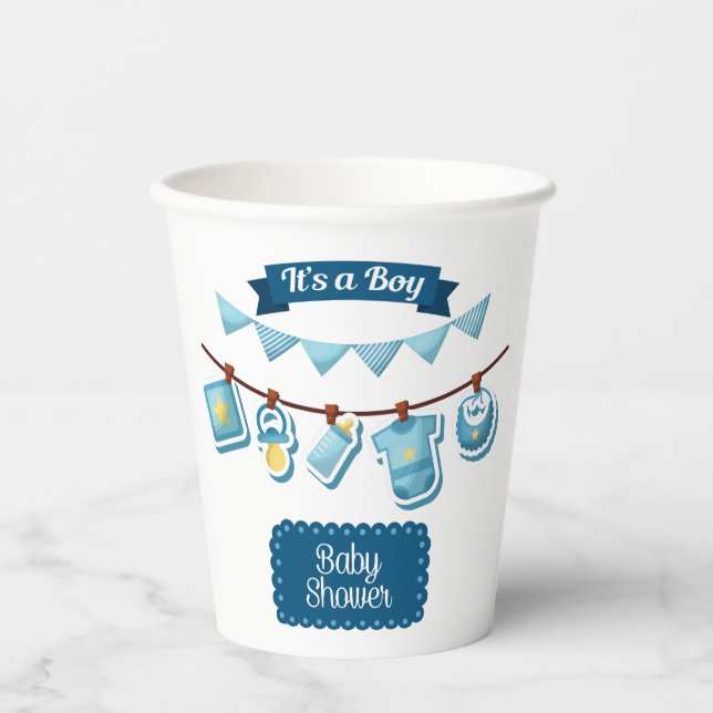 It's A Boy Baby Shower Paper Cups (Front)