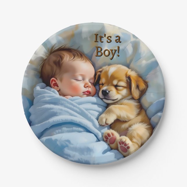 It's a Boy | Baby Shower  Paper Plates (Front)