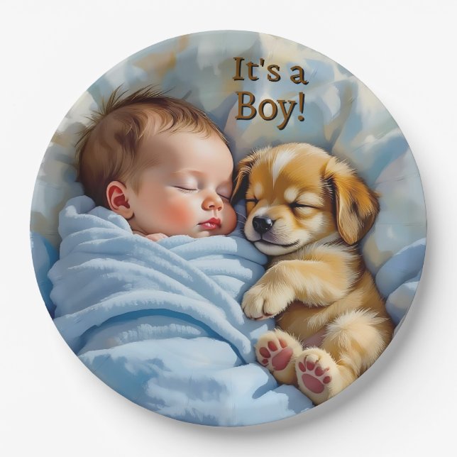 It's a Boy | Baby Shower  Paper Plates (Front)