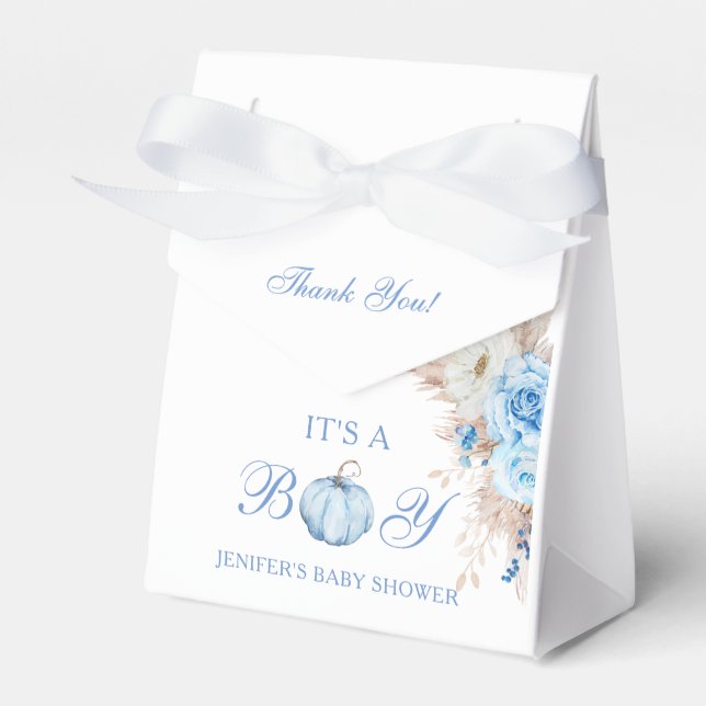 It's a Boy Baby Shower Pumpkin Favor Boxes (Front Side)