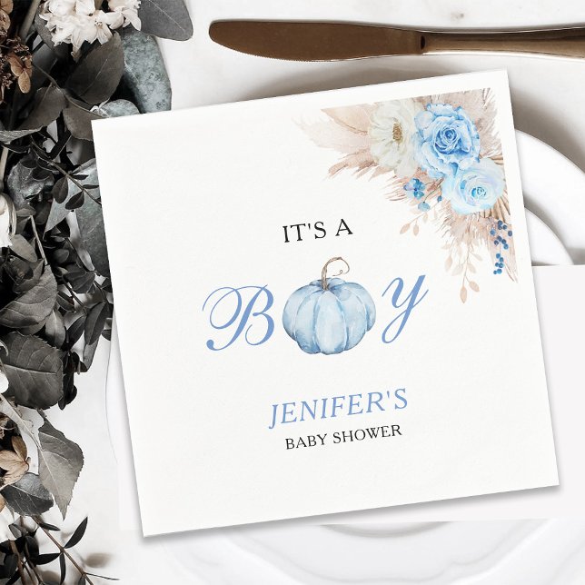It's a Boy Baby Shower Pumpkin Napkins (Creator Uploaded)