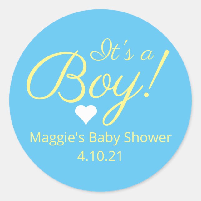 It's a Boy Baby Shower Stickers (Front)