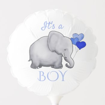 It's A Boy Baby Shower Sweet Blue Elephant Hearts Balloon by EleSil at Zazzle