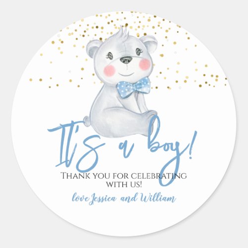 Its A Boy Baby Shower Thank You Classic Round Sticker