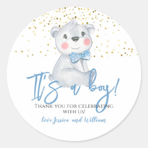It's A Boy Baby Shower Thank You Classic Round Sticker