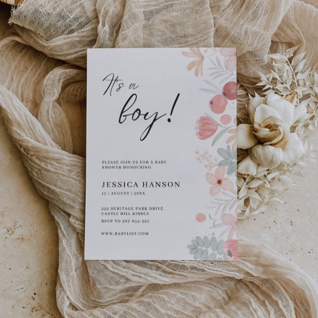 It's A Boy Baby Shower Wildflowers Invitation  (It's A Boy Baby Shower Wildflowers Invitation)