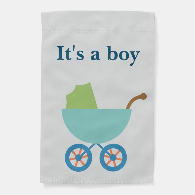 "It's a Boy" Baby Stroller, Footprints, Blue Garden Flag (Front)