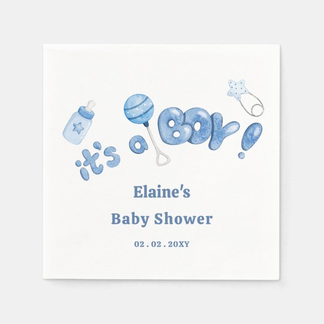 Its a Boy Baby Things Blue Boy Baby Shower Napkins (Front)