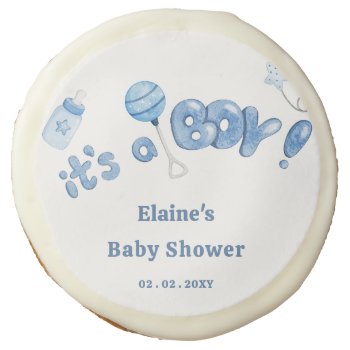 Its A Boy Baby Things Blue Boy Baby Shower Sugar Cookie by Invitationboutique at Zazzle