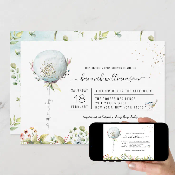 It's a Boy Balloon Baby Shower Invitation Zazzle