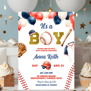 It's A Boy Baseball Baby Shower Invitation