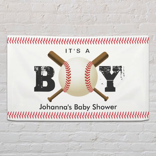Its a Boy Baseball Stitching Sports Baby Shower Banner
