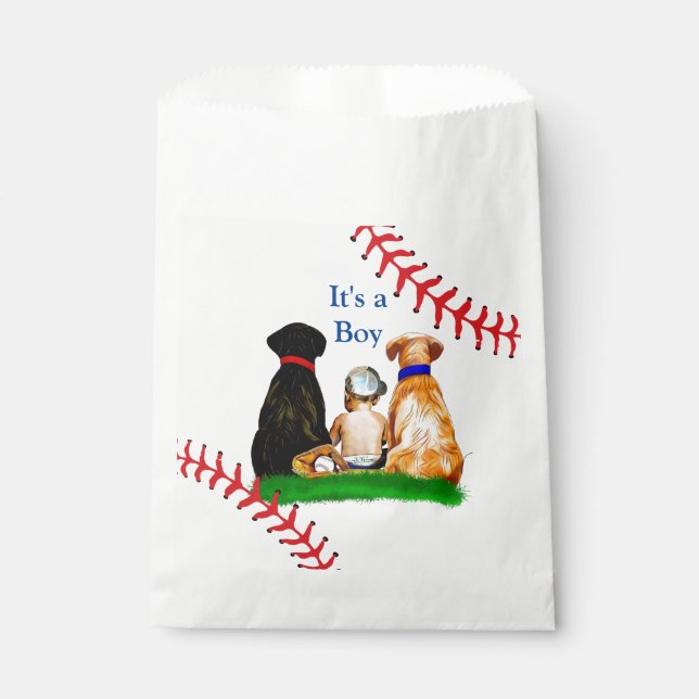 It's a Boy, | Baseball Themed Baby Shower Favor Bag (Front)