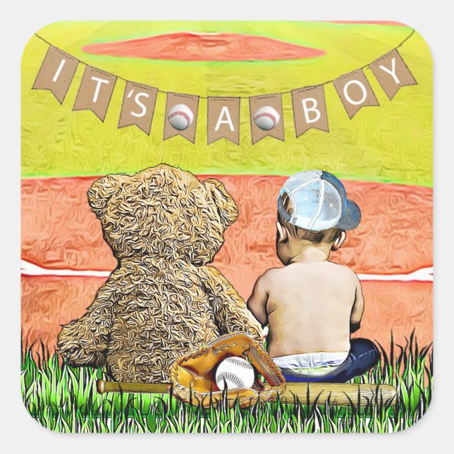 It's a Boy , Baseball Themed Baby Shower Seals (Front)