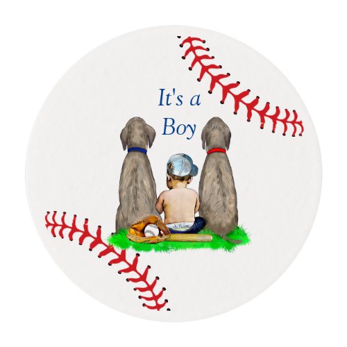 Its a Boy Baseball Themed Boys Baby Shower Edible Frosting Rounds