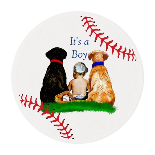 Its a Boy Baseball Themed Boys Baby Shower Labs Edible Frosting Rounds
