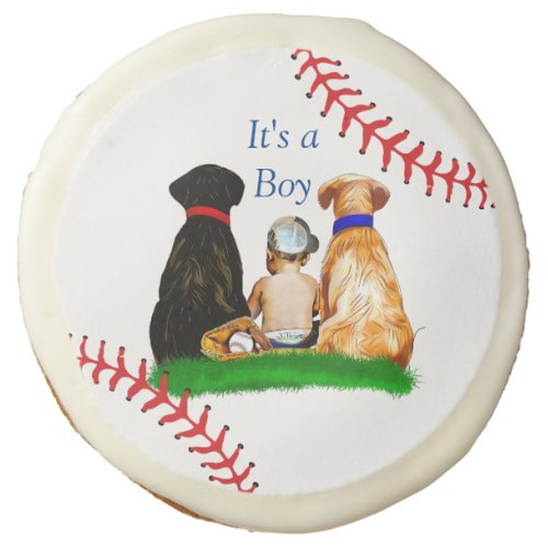 Its a Boy Baseball Themed Boys Baby Shower Labs Sugar Cookie