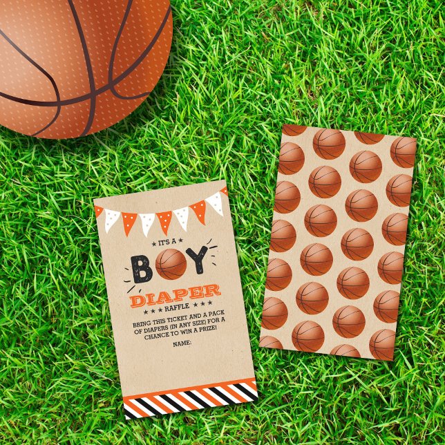 It's A Boy! Basketball Baby Shower Diaper Raffle Enclosure Card (Creator Uploaded)