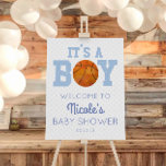It's A Boy! Basketball Baby Shower Welcome Sign<br><div class="desc">This is a basketball themed welcome sign with a blue polka dot design. It's a boy! The design is simple and minimal.</div>