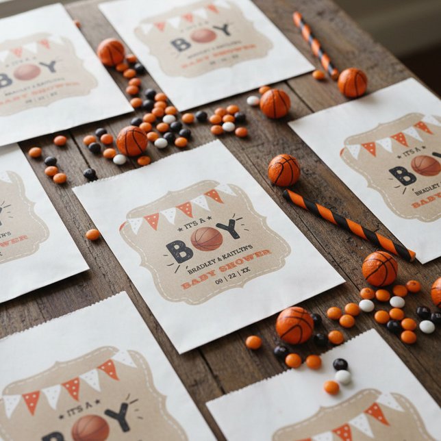 It's A Boy! Basketball Themed Co-ed Baby Shower Favor Bag (Creator Uploaded)