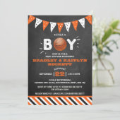 It's A Boy! Basketball Themed Co-ed Baby Shower Invitation (Standing Front)