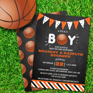 It's A Boy! Basketball Themed Co-ed Baby Shower Invitation