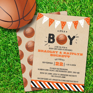 It's A Boy! Basketball Themed Co-ed Baby Shower Invitation