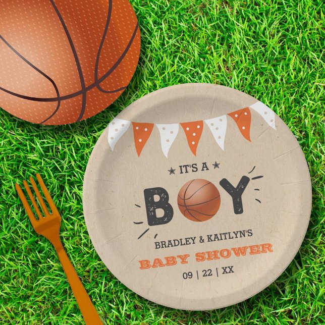 It's A Boy! Basketball Themed Co-ed Baby Shower Paper Plates (Creator Uploaded)