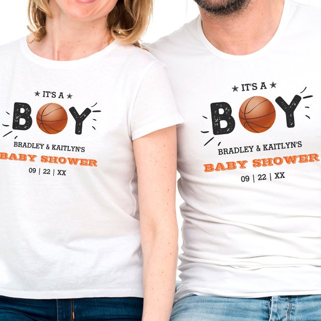It's A Boy! Basketball Themed Co-ed Baby Shower T-Shirt (Creator Uploaded)