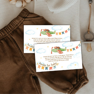 It's A Boy Bear Airplane Books For Baby Shower  Enclosure Card